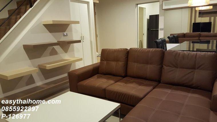 รูป P-126977 คอนโดหรู Duplex 2 ห้องนอน วิวเมือง! เดอะ สกาย สุขุมวิท ใกล้ MRT อโศก 35,000 บาท | Line Id @easythaihome | 085-592-2897 - รูปที่ 5/27