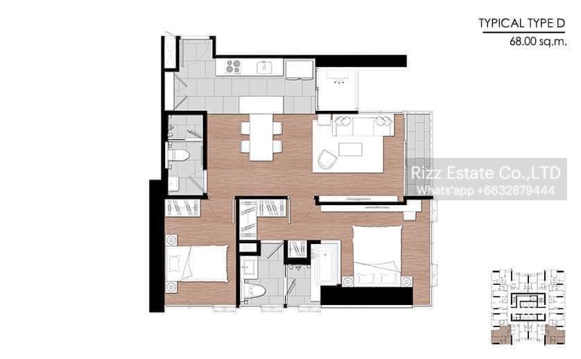 picture 2 Bedroom Nice room One 9 Five Asoke - Rama9 LineID : @Rizzestate (with@ Ahead) - 4/6