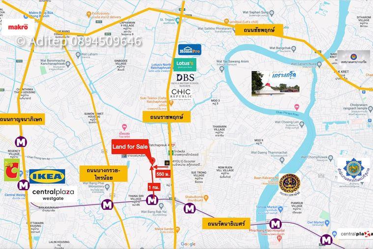 รูป ขายที่ดินราชพฤกษ์ เกือบ 9 ไร่ ที่ดินใกล้รถไฟฟ้าสายสีม่วง สถานีบางรักใหญ่ บางบัวทอง เข้าออกได้ 2 ทาง ทั้งทางถนนรัตนาธิเบศร์ และถนนราชพฤกษ์ - รูปที่ 4/24