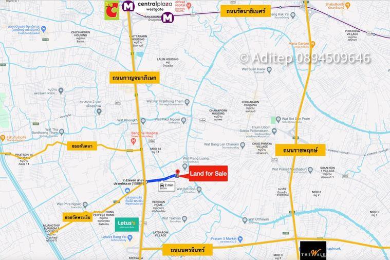 รูป ขายที่ดิน บางใหญ่ 1 ไร่ 331 ตรว. ใกล้ถนนกาญจนาภิเษก เข้าซอยวัดปรางค์หลวง 800 ม. ที่ดินเปล่าถมแล้ว ติดถนนคอนกรีต - รูปที่ 2/25