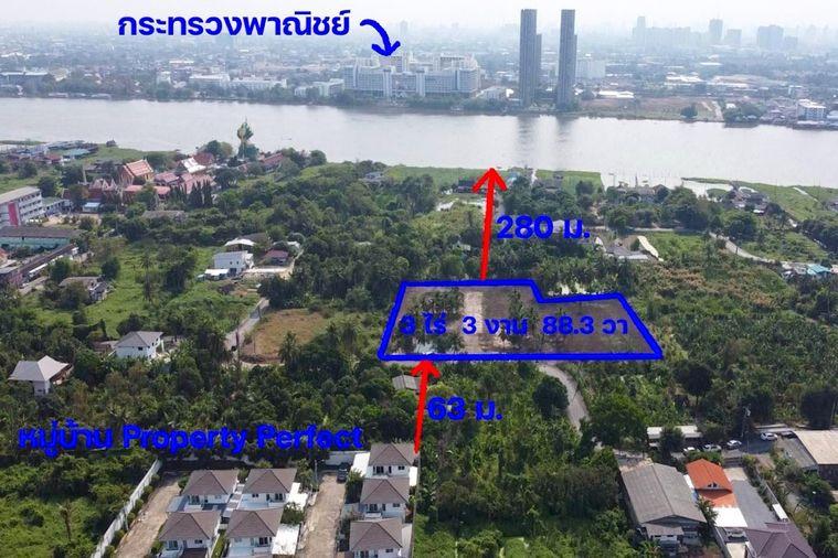 รูป ขายที่ดิน ใกล้แม่น้ําเจ้าพระยา ซ.ไทรม้า 5 นนทบุรี ที่ถมแล้วเกือบ 4 ไร่ ใกล้รถไฟฟ้า ใกล้โครงการสะพานสนามบินน้ำตัดเชื่อมไปออกถนนราชพฤกษ์ในอนาคต - รูปที่ 1/13