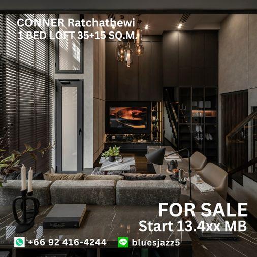 รูป ขาย คอนเนอร์ ราชเทวี 1Bed Loft 35+15ตรม ห้องใหม่ มือหนึ่ง พร้อมเข้าอยู่ คอนโดใกล้ BTS ราชเทวี ประตูน้ำ สยามพารากอน MBK - รูปที่ 2/9