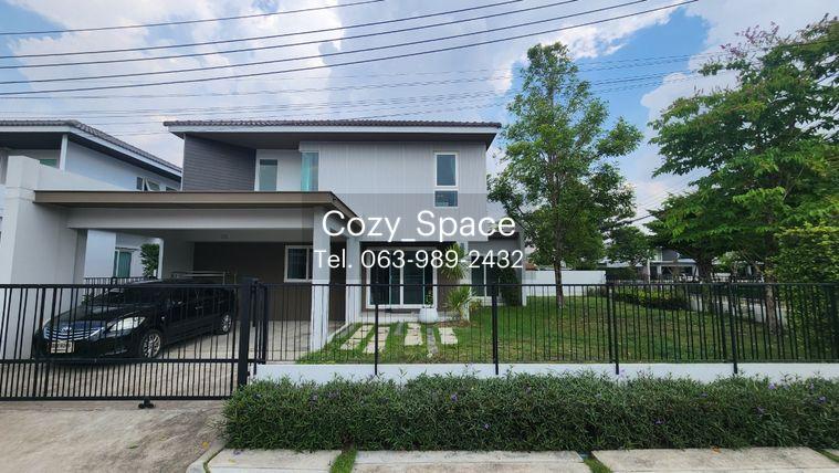รูป ให้เช่าบ้านเดี่ยว 3 ห้องนอน หมู่ชัยพฤกษ์ ทางด่วนรามอินทรา-จตุโชติ หลังมุม น่าอยู่จอดรถได้สองคัน สวนกว้างเห็นวิวสวนส่วนกลาง - รูปที่ 1/23