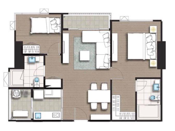 รูป (ว่าง)ให้เช่าThe Roomสาทร-ตากสิน  - 2นอน 2น้ำ 81ตรม. ชั้น10 - Line:@hac55 - รูปที่ 11/13