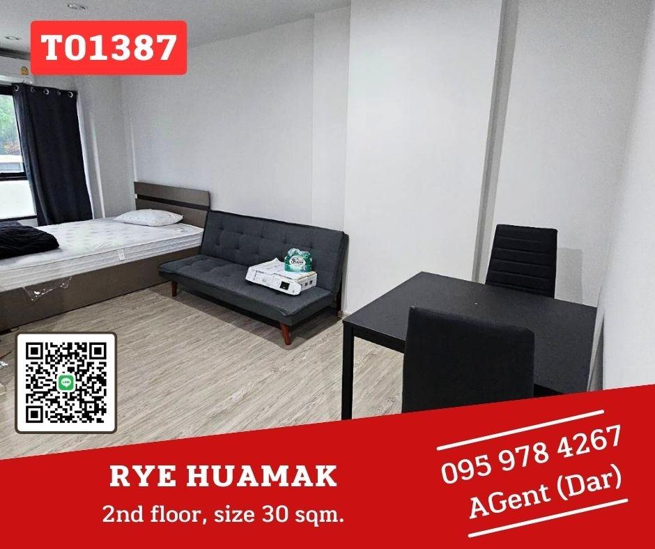 รูป 🎯RYE Huamak🔥🔥ห้องริว แดดไม่ร้อน เฟอร์ครบ  พร้อมเข้าอยู่ ชอบมาคุยหน้างานจ้าา (T01461) - รูปที่ 1/5
