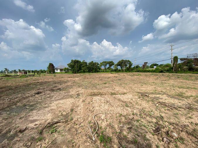 picture Land for sale in Sing Buri, opposite Wat Phra Non, 4-2-16 Rai, price 10.35 million Baht, width 88 meters, drectangular plot, adjacent to Highway 3032. - 10/14