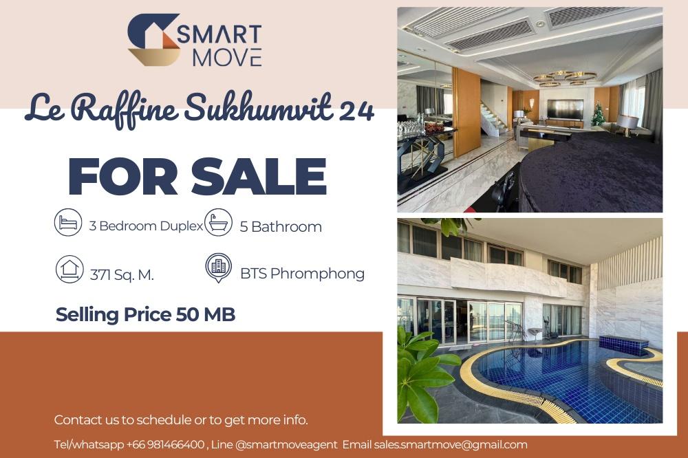 รูป สำหรับขาย !! ชั้นสูง 20++, มีสระว่ายน้ำส่วนตัว!!🔥 Code C20250800091....Le Raffine Sukhumvit 24, 3 ห้องนอน Duplex, 5 ห้องน้ำ, แต่งครบ, ราคาพิเศษ!!📣📣 - รูปที่ 1/17
