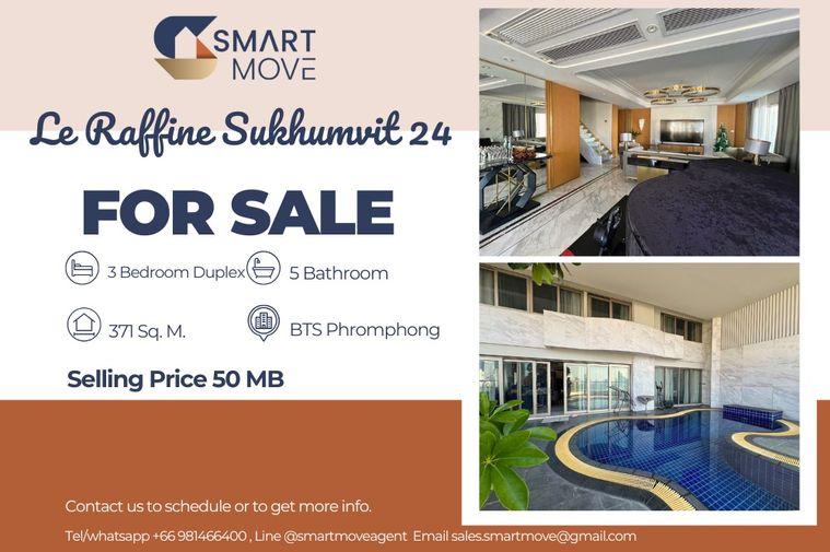 รูป สำหรับขาย !! ชั้นสูง 20++, มีสระว่ายน้ำส่วนตัว!!🔥 Code C20250800091....Le Raffine Sukhumvit 24, 3 ห้องนอน Duplex, 5 ห้องน้ำ, แต่งครบ, ราคาพิเศษ!!📣📣 - รูปที่ 1/17