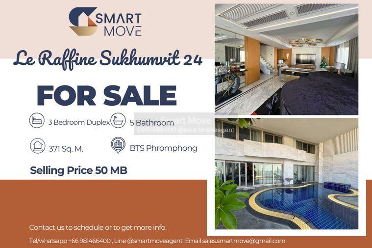 รูป สำหรับขาย !! ชั้นสูง 20++, มีสระว่ายน้ำส่วนตัว!!🔥 Code C20250800091....Le Raffine Sukhumvit 24, 3 ห้องนอน Duplex, 5 ห้องน้ำ, แต่งครบ, ราคาพิเศษ!!📣📣 - รูปที่ 1/17