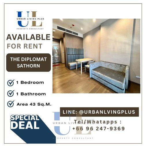 รูป ( UL2402232 ) ✨Tel/Line 096-2479369✨เดอะ ดิโพลแมท สาทร ให้เช่า , 1 ห้องนอน, 1 ห้องน้ำ, 43 ตร.ม. ห้องใหม่ ราคาพิเศษ!! - รูปที่ 1/10