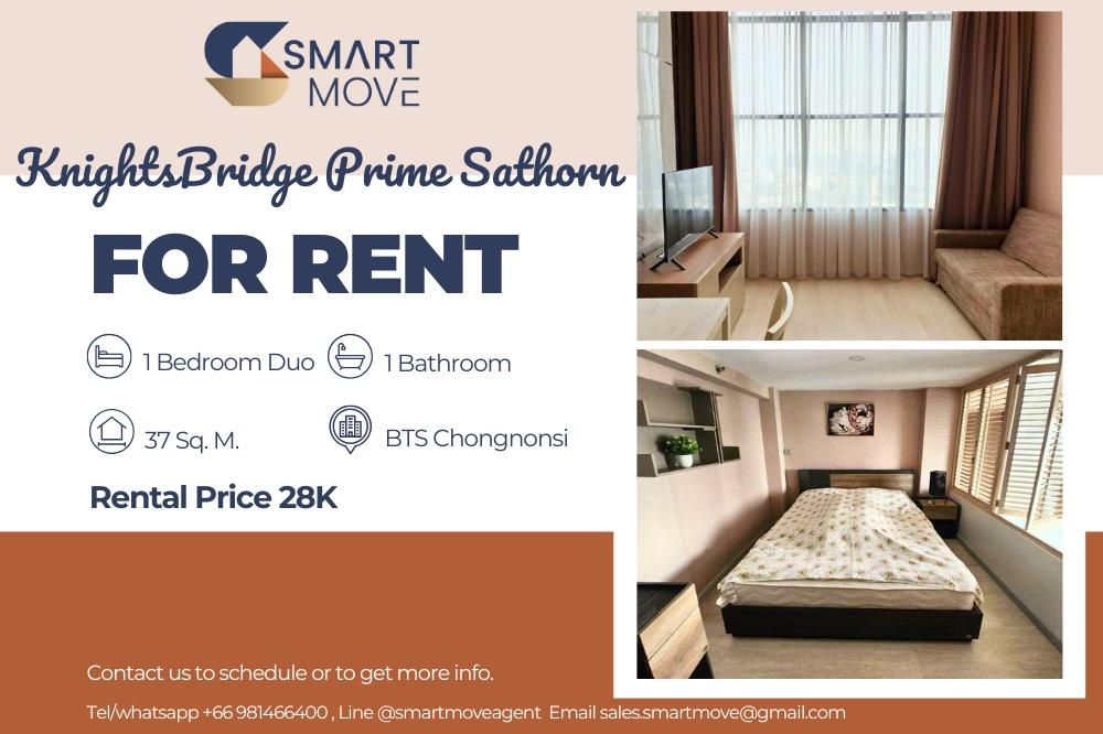 รูป 🔥 สำหรับเช่า !! ชั้นสูง 30++, วิวแม่น้ำ!!🔥Code C20250700007.......KnightsBridge Prime Sathorn, 1 ห้องนอน Duo, 1 ห้องน้ำ, แต่งครบ, พร้อมเข้าอยู่ 📣📣 - รูปที่ 1/7