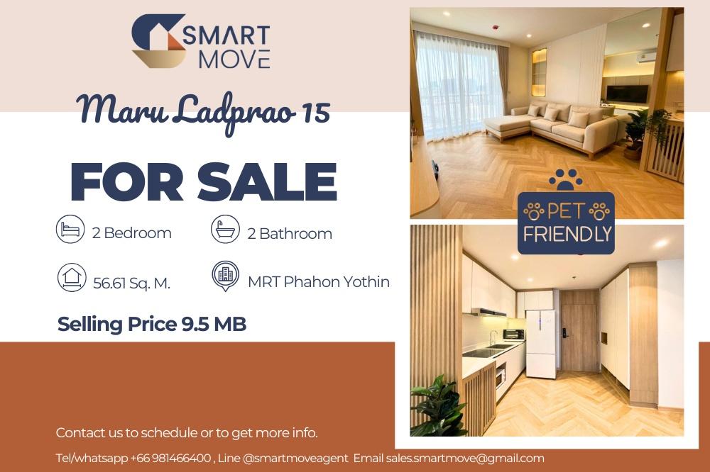 รูป 🔥 ขายพร้อมผู้เช่า !! เลี้ยงสัตว์ได้!!, ชั้นสูง 20++, 🔥 Code C20230300095..........Maru Ladprao 15, 2 ห้องนอน, 2 ห้องน้ำ, แต่งครบ, ราคาพิเศษ!!📣📣 - รูปที่ 1/9