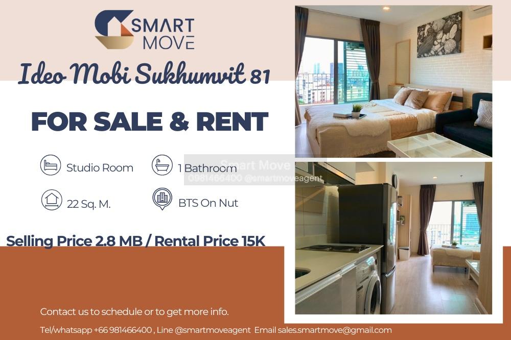 รูป 🔥 สำหรับขาย- เช่า !!🔥 Code C20230600836..........Ideo Mobi Sukhumvit 81, ห้องสตูดิโอ, 1 ห้องน้ำ, แต่งครบ, พร้อมเข้าอยู่, ราคาพิเศษ!!📣📣 - รูปที่ 1/7