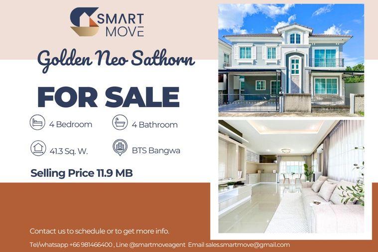 รูป สำหรับขายบ้านเดี่ยว !! 2 ชั้น, บ้านหลังมุม, ตกแต่งสไตล์โมเดิร์นอังกฤษ!! 🔥 Code C20250900064....Golden Neo Sathorn, 4 นอน, 4 น้ำ, แต่งครบ, ราคาพิเศษ!! - รูปที่ 1/10