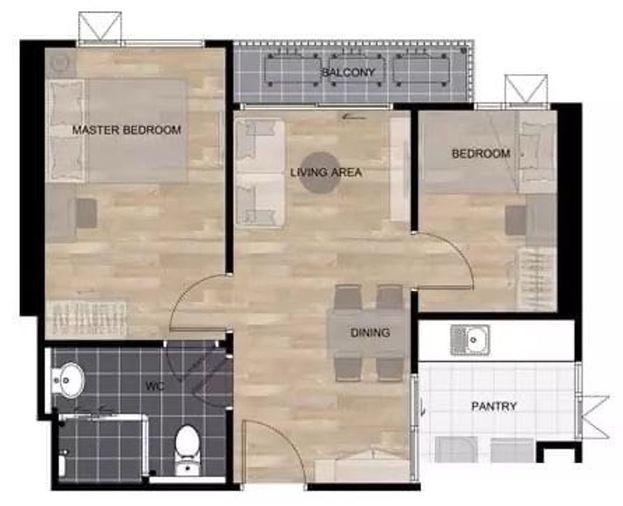 รูป Aspire Sathorn - Taksin (Timber Zone) (แอสปาย สาทร - ตากสิน (ทิมเบอร์ โซน))   2 ห้องนอน 1 ห้องน้ำ  - รูปที่ 9/9