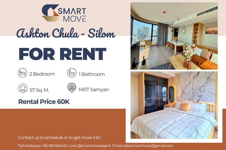 picture 🔥 For Rent !! city view, high floor 30++, corner room!! 🔥 Code C20221200077....Ashton Chula - Silom, 2 bed, 1 bath, furnished, ready to move in 📣📣 - 1/8