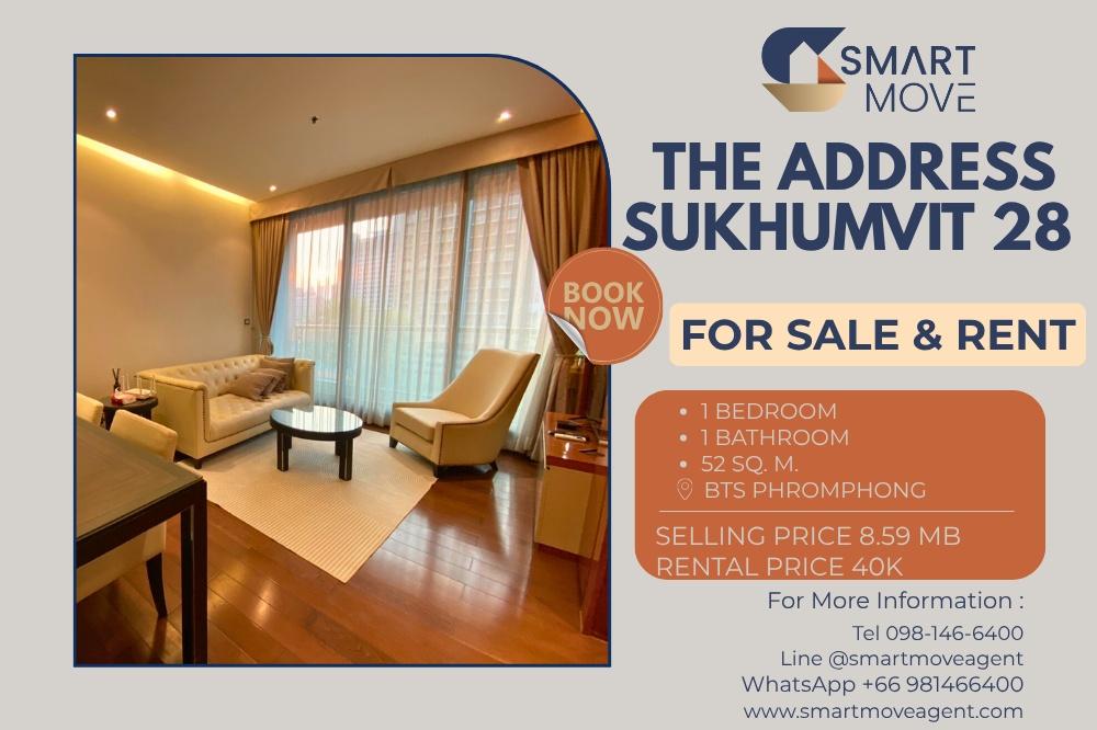 รูป 🔥 สำหรับขาย- เช่า !! ห้องไซส์ใหญ่, มี Sexy bathtub!!  Code C20230205677...The Address Sukhumvit 28, 1 นอน, 1 น้ำ, แต่งครบ, พร้อมเข้าอยู่, ราคาพิเศษ! - รูปที่ 1/9