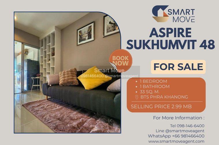 รูป 🔥 ขาย - เช่า !! 🔥 Aspire Sukhumvit 48, 1 ห้องนอน, 1 ห้องน้ำ, ชั้นสูง 10++,!! Code C20251000001 แต่งครบ, พร้อมเข้าอยู่, ราคาพิเศษ!!📣📣 - รูปที่ 1/8