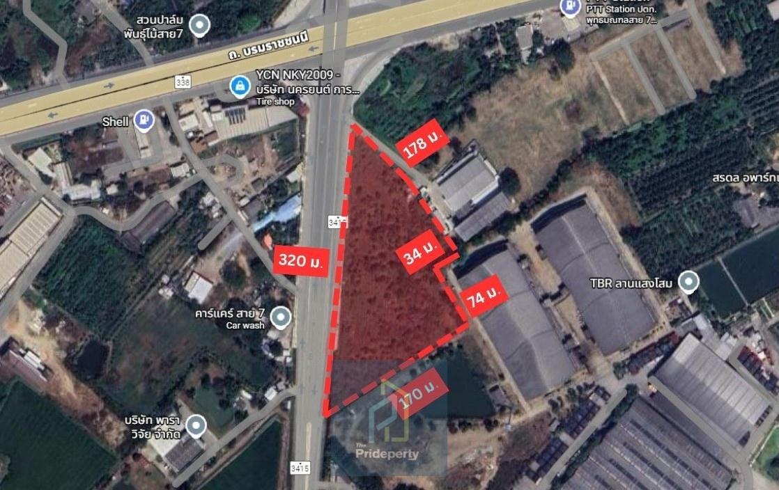 รูป ขาย ที่ดินเปล่า 16 ไร่ ติด ถ.พุทธมณฑลสาย 7 และ ใกล้ ถ.บรมราชชนนี นครปฐม - รูปที่ 1/5