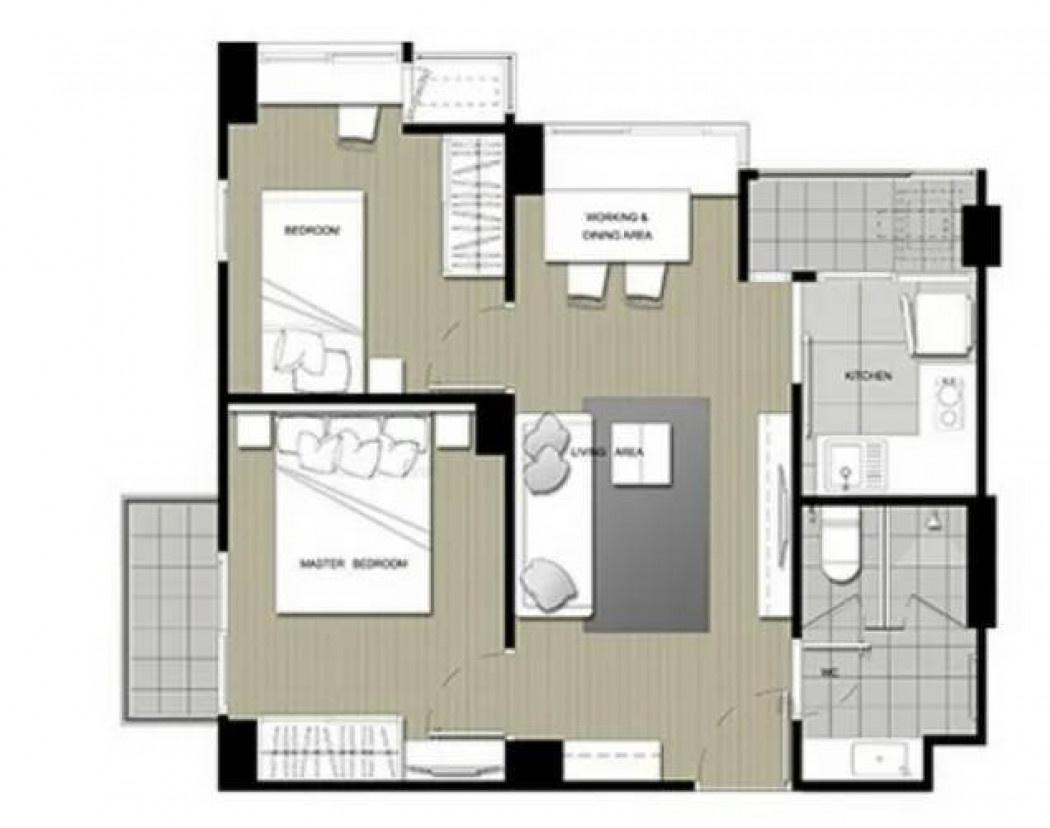 รูป ขาย U DELIGHT รัตนาธิเบศร์ 2 ห้องนอน 52 ตรม. รีโนเวทใหม่ ห้องใหญ่ อยู่โซนสวนส่วนตัว - รูปที่ 10/11