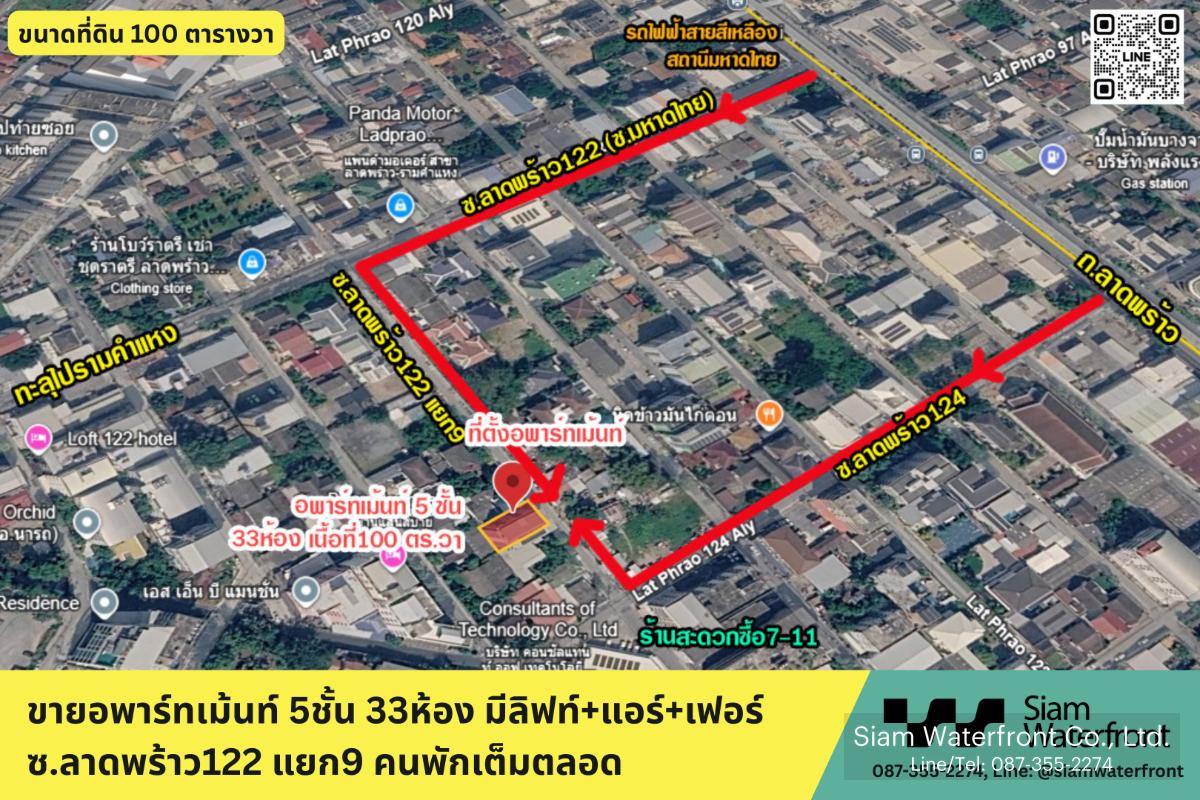 รูป 🔥ขายด่วน🔥อพาร์ทเม้นท์ ซ.ลาดพร้าว122 แยก9 (ซอยมหาดไทย), 5ชั้น 33ห้อง มีลิฟท์+โซล่าเซลล์+แอร์+เฟอร์ ผู้เช่าเต็มตลอด ใกล้รถไฟฟ้าสายสีเหลือง - รูปที่ 8/61