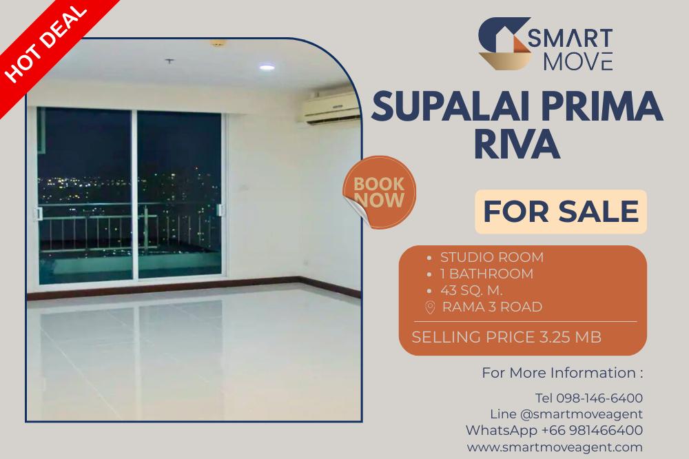 รูป 🔥 สำหรับขาย !!🔥 Code C20230800331..........Supalai Prima Riva, ห้องสตูดิโอ, 1 ห้องน้ำ, ชั้นสูง 25++, ห้องอยู่ทิศใต้, ตกแต่งบางส่วน, ราคาพิเศษ!!📣📣 - รูปที่ 1/5