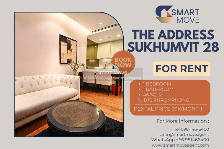 รูป 🔥 สำหรับเช่า !! ห้องไซส์ใหญ่, ชั้นสูง 20++, ทำเลดี!! 🔥 Code C20230205711...The Address Sukhumvit 28, 1 ห้องนอน, 1 ห้องน้ำ, แต่งครบ, พร้อมเข้าอยู่ - รูปที่ 1/9