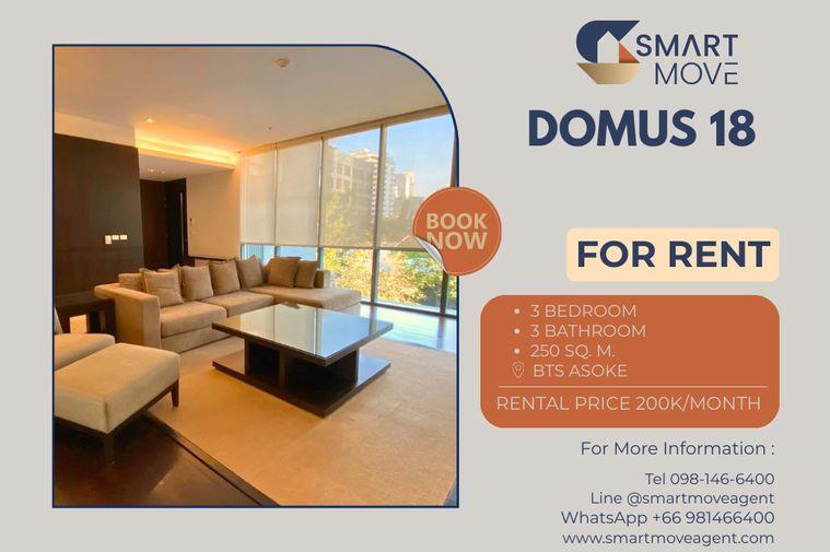 รูป 🔥 สำหรับเช่า !! วิวสวน !! 🔥 Code C20230110564..........Domus 18, 3 ห้องนอน, 3 ห้องน้ำ, แต่งครบ, พร้อมเข้าอยู่ 📣📣 - รูปที่ 1/20