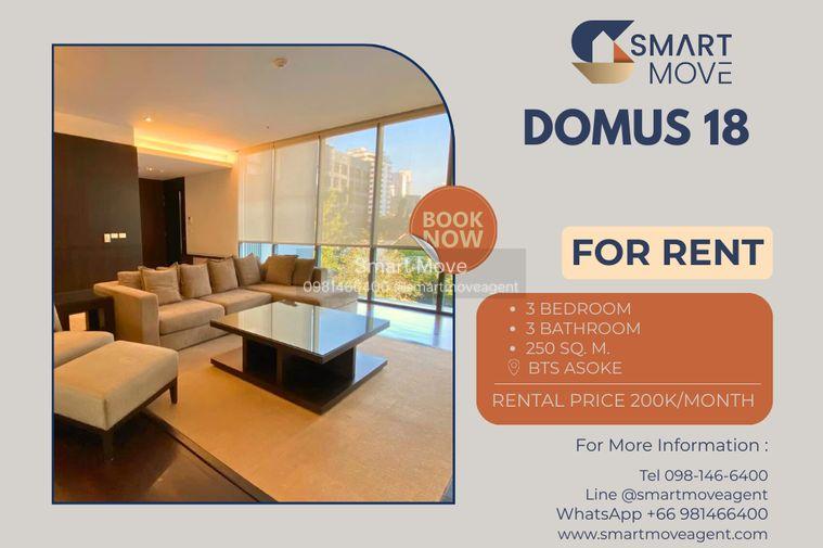 รูป 🔥 สำหรับเช่า !! วิวสวน !! 🔥 Code C20230110564..........Domus 18, 3 ห้องนอน, 3 ห้องน้ำ, แต่งครบ, พร้อมเข้าอยู่ 📣📣 - รูปที่ 1/20