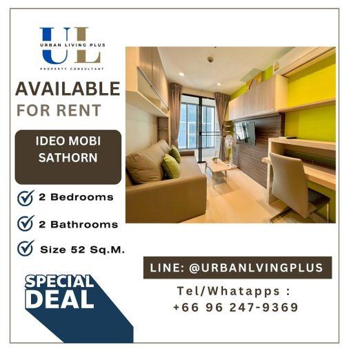รูป ( UL2601291 ) Tel/Line096-2479369 , ให้เช่า ไอดีโอ โมบิ สาทร 2 ห้องนอน 2 ห้องน้ำ 52 ตร.ม. ห้องสวย พร้อมอยู่ ราคาดีที่สุด✨✨ - รูปที่ 1/9