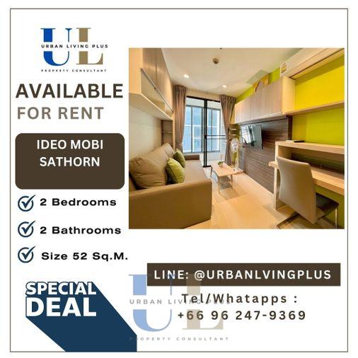 รูป ( UL2601291 ) Tel/Line096-2479369 , ให้เช่า ไอดีโอ โมบิ สาทร 2 ห้องนอน 2 ห้องน้ำ 52 ตร.ม. ห้องสวย พร้อมอยู่ ราคาดีที่สุด✨✨ - รูปที่ 1/9