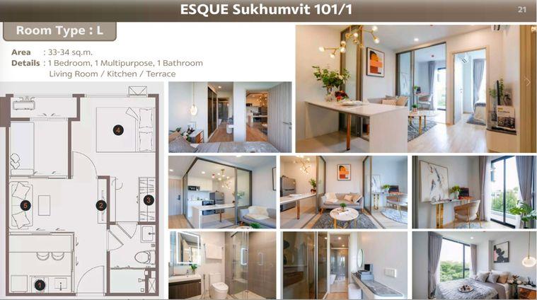 รูป 🌟ขายห้อง 1 ห้องนอน (Type L) ESQUE Sukhumvit101/1 ห้องใหม่พร้อมเฟอร์ฯ 33 - 34 sqm. เริ่มต้น 3.4x MB พร้อมส่วนลดสุดพิเศษ เดินทางง่าย ใกล้BTS - รูปที่ 19/63