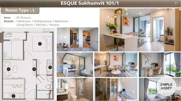 รูป 🌟ขายห้อง 1 ห้องนอน (Type L) ESQUE Sukhumvit101/1 ห้องใหม่พร้อมเฟอร์ฯ 33 - 34 sqm. เริ่มต้น 3.4x MB พร้อมส่วนลดสุดพิเศษ เดินทางง่าย ใกล้BTS - รูปที่ 19/63