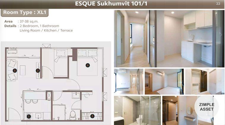 รูป 🌟ไม่กี่ห้องสุดท้าย ห้อง2ห้องนอน ESQUE Sukhumvit101/1 ห้องใหม่ 37 - 38 sqm. เริ่มต้น 3.9x MB พร้อมส่วนลดสุดพิเศษ ในทำเลใกล้BTS - รูปที่ 10/54