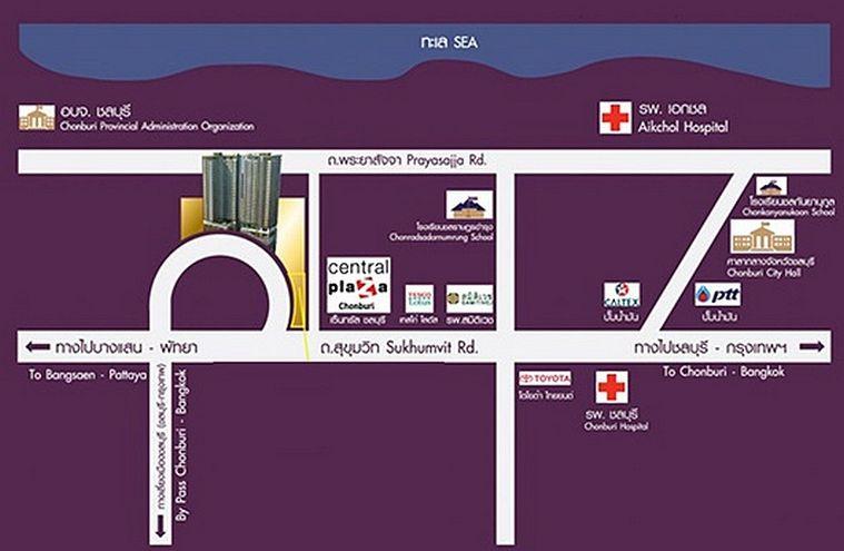 picture Call : 098-632-2894 Infinity One Condo @Central Chonburi, 55 sq.m 2 Beds 2 Baths 21 floor Sea View, Fully furnished - 13/14