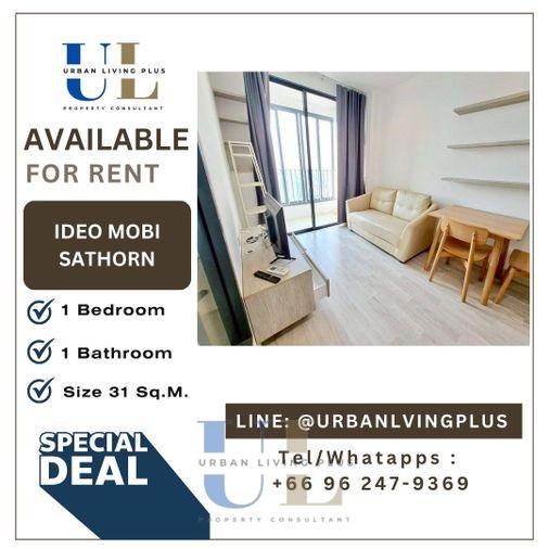 รูป ( UL2603061 ) Tel/Line096-2479369 , ให้เช่า ไอดีโอ โมบิ สาทร, 1 ห้องนอน 1 ห้องน้ำ ขนาด 31 ตร.ม. ห้องสวย พร้อมอยู่ ราคาดีที่สุด✨✨ - รูปที่ 1/7