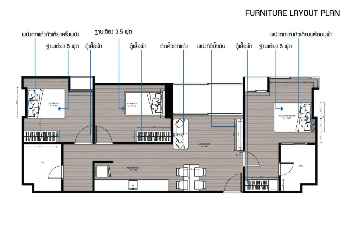 รูป ให้เช่า Penthouse 3นอน  The Coast Bangna Skywalk เชื่อม BTS บางนา  (Rt-01) - รูปที่ 9/11