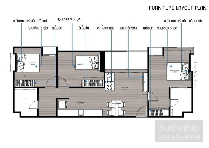 รูป ให้เช่า Penthouse 3นอน The Coast Bangna Skywalk เชื่อม BTS บางนา (Rt-01) - รูปที่ 9/11