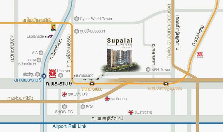 picture Call : 095-575-7273 Condo Supalai Veranda Rama 9 Corner unit 38.37 sqm 1 Bed 15 floor, North facing, Building B - 13/14