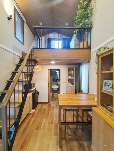 picture Prefabricated modular homes for sale. Loft style, balcony, and includes a pet house. Construction services available nationwide. - 7/15