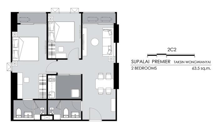 รูป 💖💖ขายดาวน์ห้องใหม่!! Supalai Premier ตากสิน-วงเวียนใหญ่ 2Bed 63.50 ตรม.ชั้น 37 ทำเลดี น่าอยู่!! 💖💖สอบถาม LINE ID: @atfirm💖💖 - รูปที่ 2/13