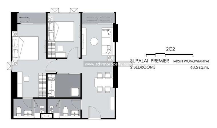รูป ⭐️⭐️ขายดาวน์ห้องใหม่!! Supalai Premier ตากสิน-วงเวียนใหญ่ 2Bed 63.50 ตรม.ชั้น 37 ทำเลดี น่าอยู่!! ⭐️⭐️สอบถาม LINE ID: @atfirm📲 - รูปที่ 2/13