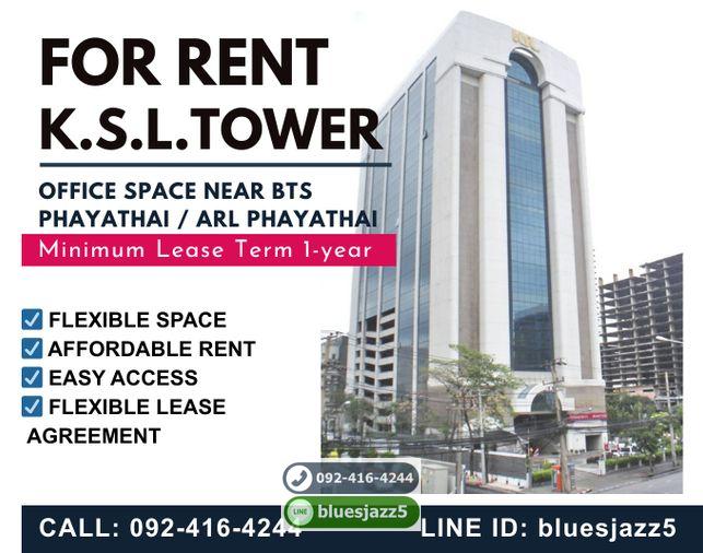 รูป KSL Tower 55ตรม ชั้น10 ให้เช่า พื้นที่สำนักงานใกล้ BTS พญาไท Airport Rail Link พญาไท MBK สยามพารากอน เซ็นทรัลเวิลด์ - รูปที่ 1/7