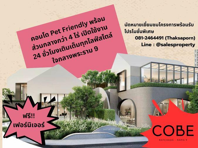 รูป COBE Ratchada-Rama 9 เติมเต็มทุกโมเมนต์การอยู่อาศัย กับคอนโด Pet Friendly ที่เข้าใจทั้งคุณและสัตว์เลี้ยง - รูปที่ 1/10