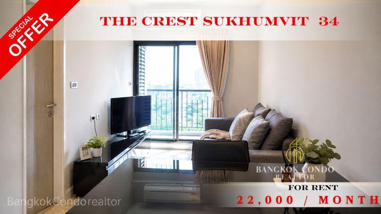 picture 🍀🍀🍀 Rare Unit ❤️🔥 For Rent 📍 The Crest Sukhumvit 34 🌸 🚆 Near BTS Thong Lo 📲 Line: @rent2022 ✨ Ready to Move In 🔖 Property Code: A01666 - 1/8