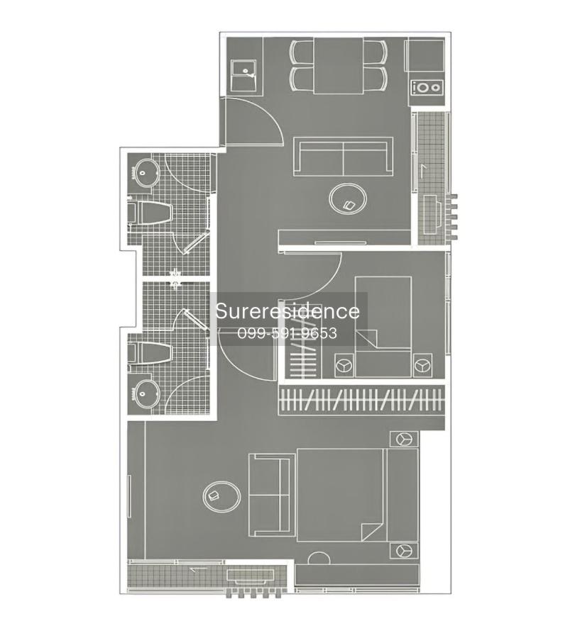picture 9807, 2 Br. condo for at Noble Revolve Ratchada. - 8/8