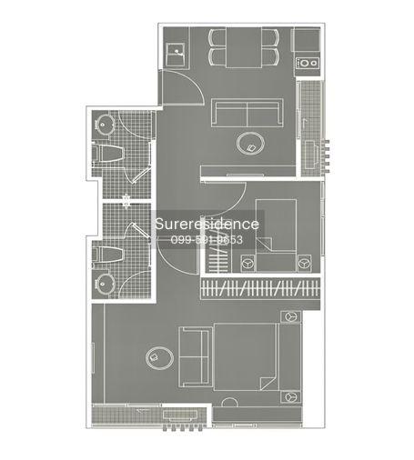 picture 9807, 2 Br. condo for at Noble Revolve Ratchada. - 8/8
