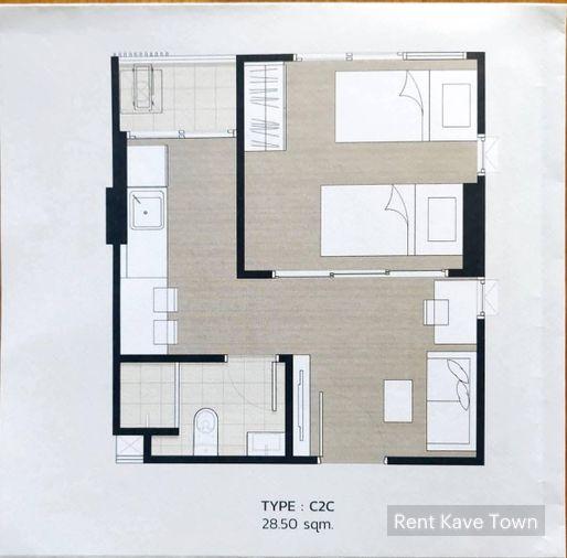 รูป 🏡 ให้เช่า Kave Town Space 13,000฿💖 ✨ ตึก A ชั้น 7 ครัวแยก วิวสระ ✅️ พร้อมเข้าอยู่ - รูปที่ 3/12
