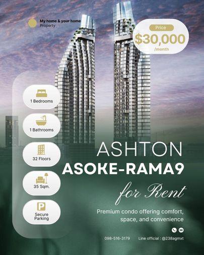 รูป 📌 For Rent Ashton Asoke Rama9  30,000/month ✅ - รูปที่ 1/19