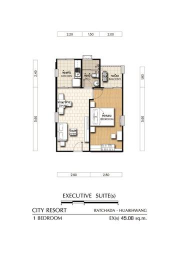 picture 2672CRH, 1 Br. condo for rent at Supalai City Resort Ratchada–Huaykhwang. - 7/12
